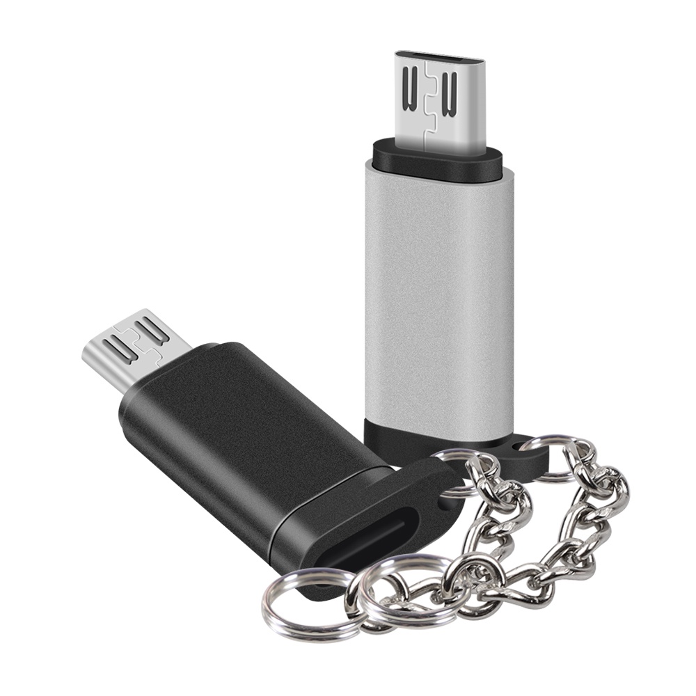 Dây Móc Khóa Kim Loại Chuyển Đổi Cổng Micro USB TYPE C Sang Cổng OTG Cho Điện Thoại Android Laptop