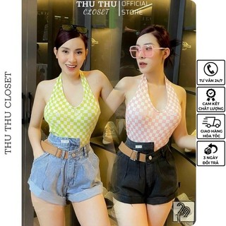 Áo yếm quàng cổ kẻ caro siêu đẹp