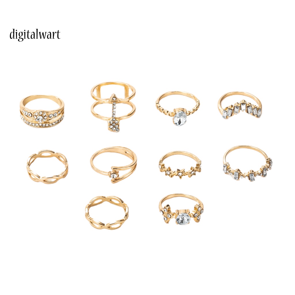 Kỹ Thuật Số| Set 10 Nhẫn Đính Đá Phong Cách Bohemian Sáng Tạo Dành Cho Nữ