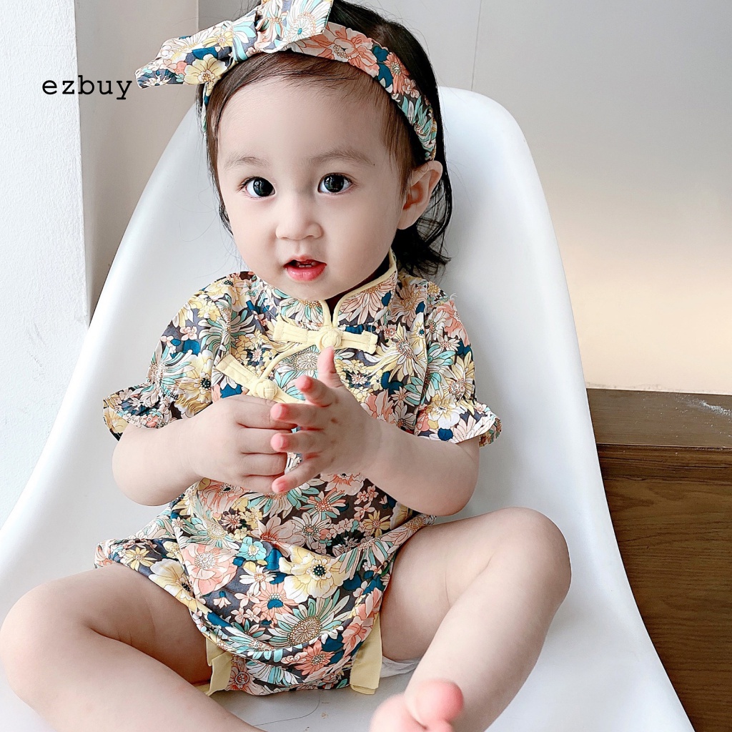 Bộ Áo Liền Quần In Hoa Dáng Rộng Thoáng Khí Thời Trang Mùa Hè Xinh Xắn Cho Bé Gái