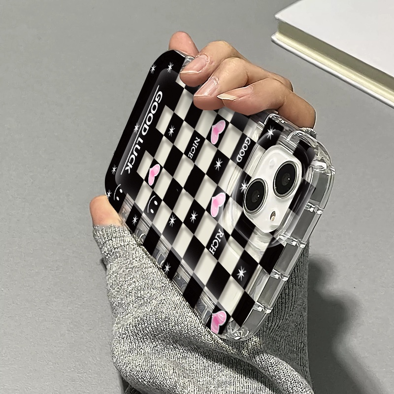 Ốp Điện Thoại Silicon TPU Mềm Trong Suốt Họa Tiết Ca Rô Dễ Thương Cho IPhone 14 13 12 11 Pro XS Max X XR 7 8 Plus