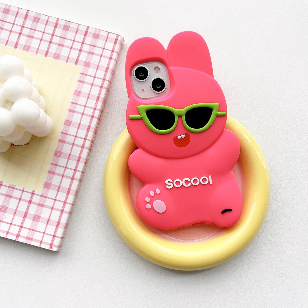 Ốp Điện Thoại Silicon TPU Mềm Hình Thỏ Hoạt Họa 3D Chống Sốc Chống Rơi Cho iPhone 14 13 12 11 Pro Max