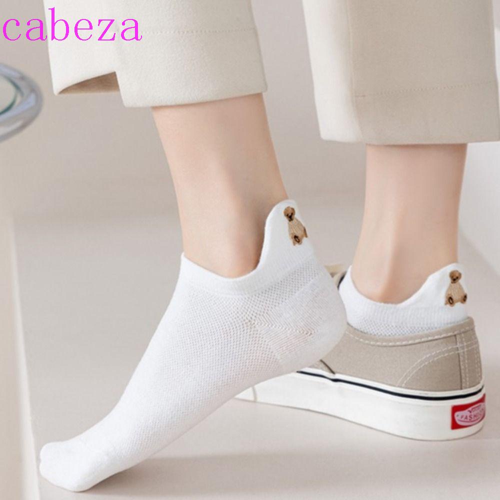 Vớ Cotton Mỏng Cổ Thấp Chống Trượt Thấm Hút Mồ Hôi In Họa Tiết Thỏ / Gấu Hoạt Hình Dễ Thương Thời Trang Cho Nữ
