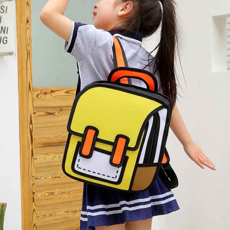 Ba Lô Hoạt Hình 2D Chống Thấm Nước Xinh Xắn Dành Cho Bé