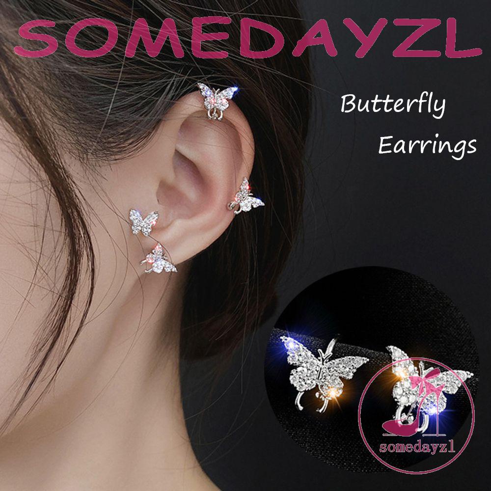 Khuyên Tai Dạng Kẹp Hình Bướm Bằng Kim Loại Sáng Bóng