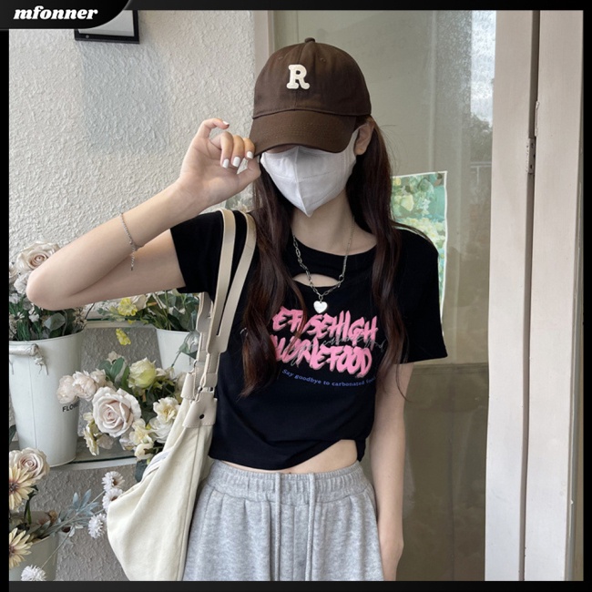 Áo Thun Croptop Tay Ngắn Cổ Tròn Dáng Ôm Thời Trang Mùa Hè Xinh Xắn Cho Nữ