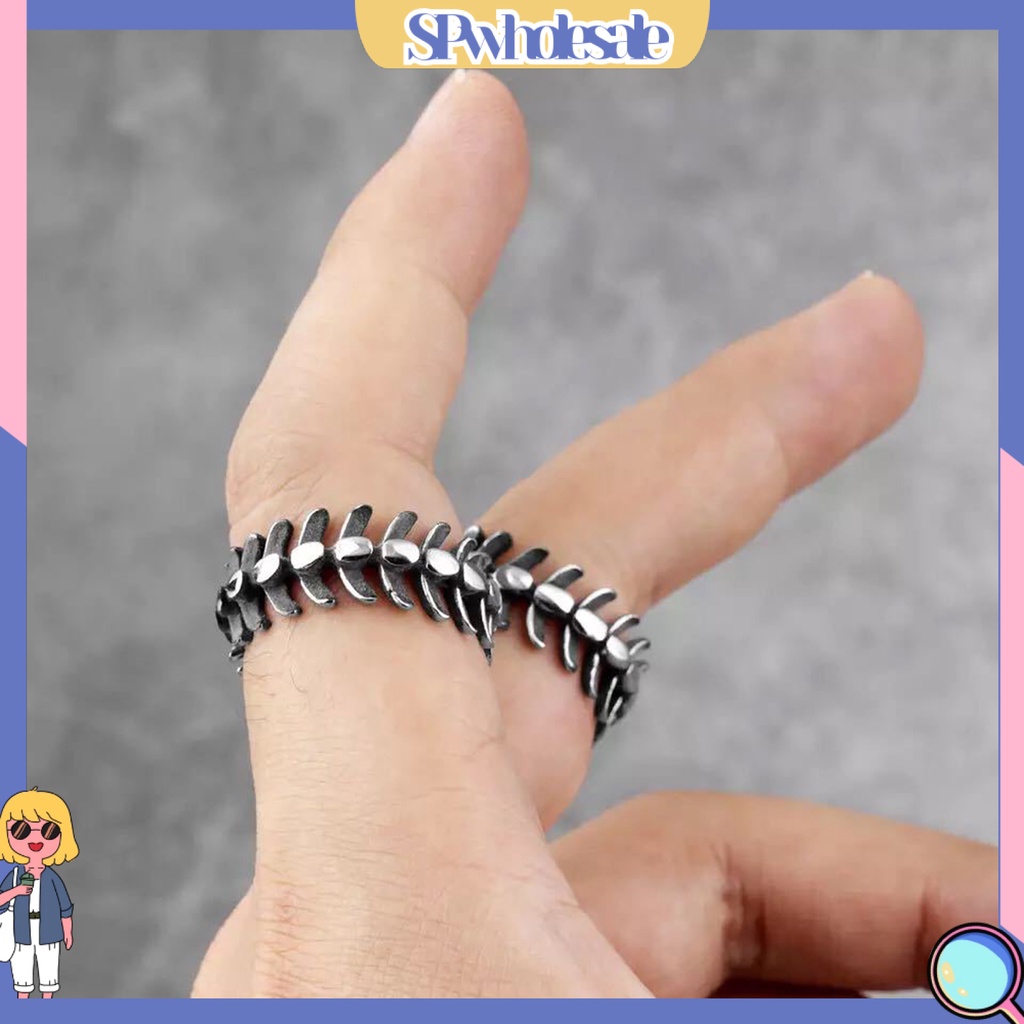 &lt;SPwholesale&gt; Nhẫn Mạ Bạc Hình Xương Cá Rồng Màu Sắc Retro Quyến Rũ