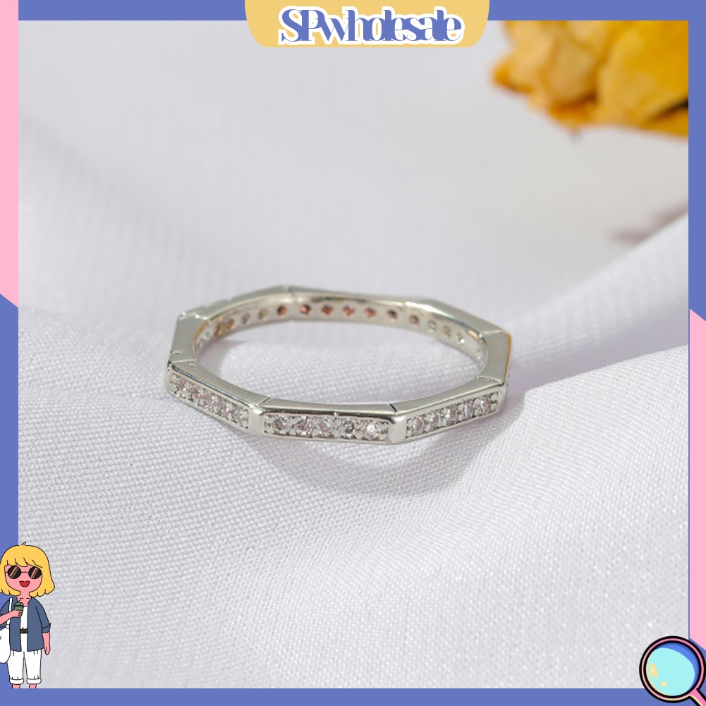 <SPwholesale> Nhẫn Hình Đa Giác Đính Đá Phong Cách Đơn Giản Cho Nam Và Nữ