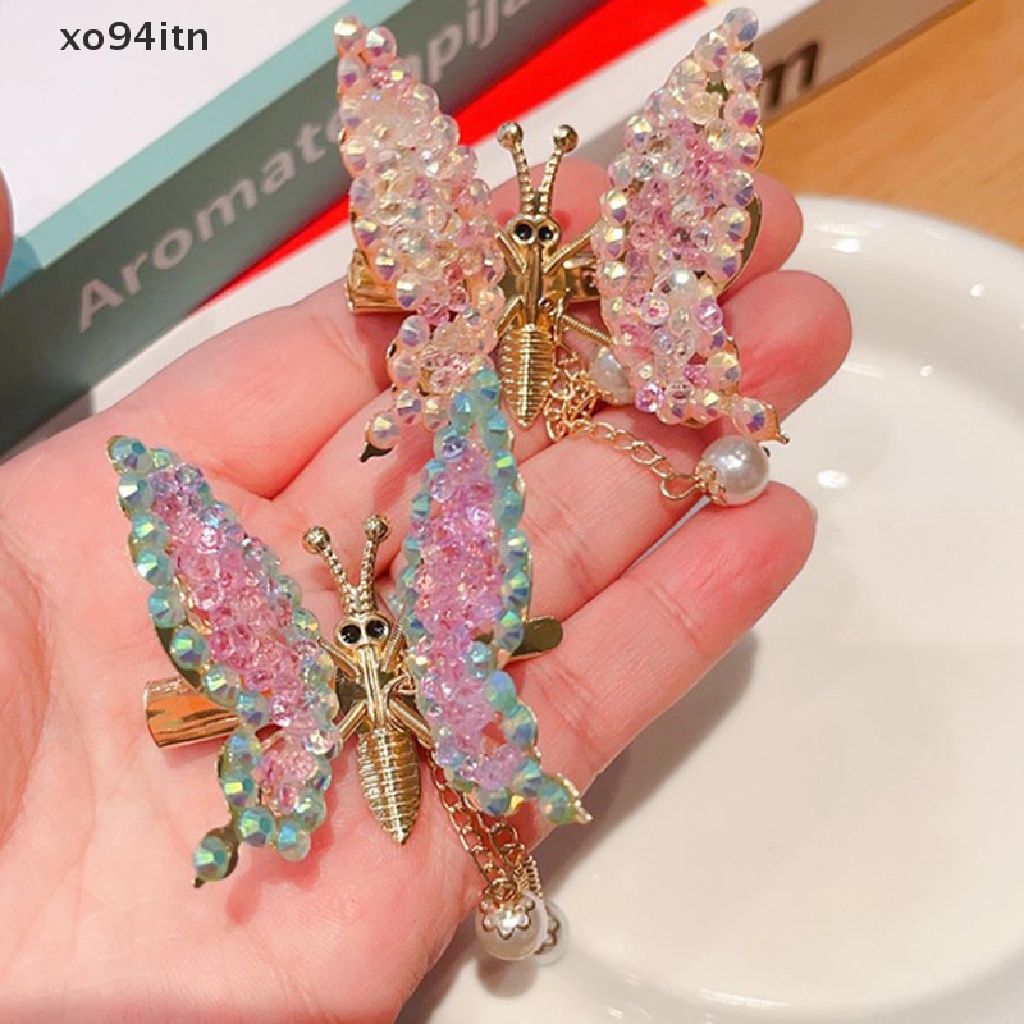 Kẹp Tóc Tua Rua Hình Bướm Đính Đá Cho Bé Gái