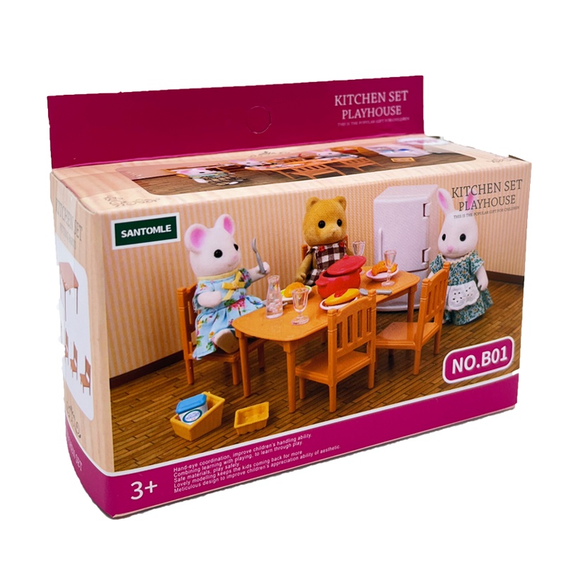 Bộ Nội Thất Gia Đình Thỏ Calico Critter Tỉ Lệ 1: 12 Trang Trí Nhà Búp Bê