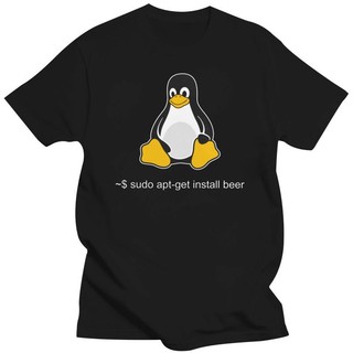 Áo thun cotton tay ngắn in hình chim cánh cụt linux sudo get me a beer vui nhộn cho nam