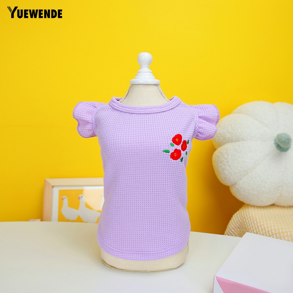 Áo Thun Mềm Mại Thoáng Khí Thêu Họa Tiết Hoa Xinh Xắn Cho Thú Cưng