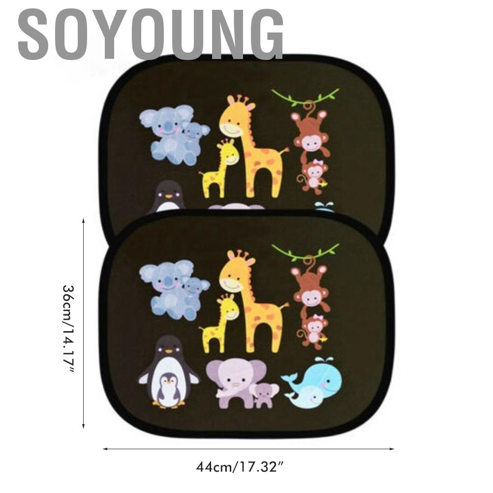 Soyoung 2Pcs Car Window Shades for Baby Cartoon PVC Electrostatic Film Side Sun Shade Sticker