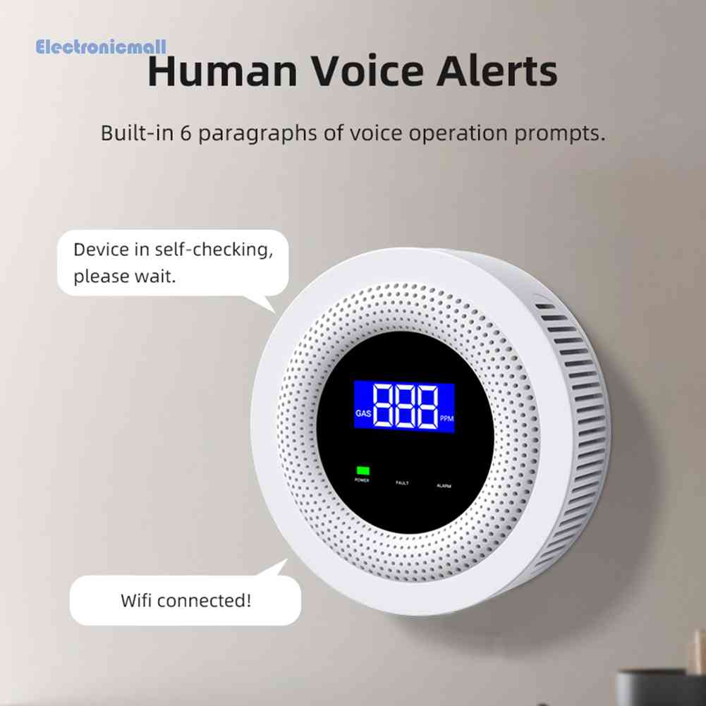 Thiết Bị Cảm Biến Rò Rỉ Khí Ga Tuya ElectronicMall01.vn Cho LPG Gas Biogas Methane