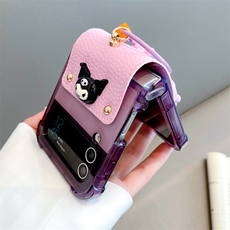 Ốp Điện Thoại PC Cứng Hoạt Hình Kuromi Cinnamoroll Cho Samsung Galaxy Z Flip 3 Z Flip 4 W23 ZFlip3 ZFlip4