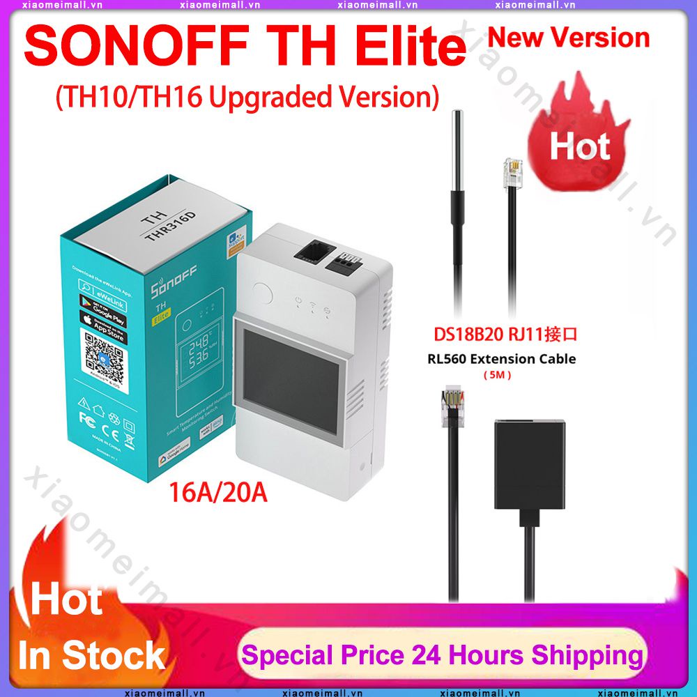 Công tắc điều khiển thông minh SONOFF Th Elite 16A / 20A Wifi Werken Met DS18B20/ THS01/ RL560 cao cấp (Xiaomeimall)