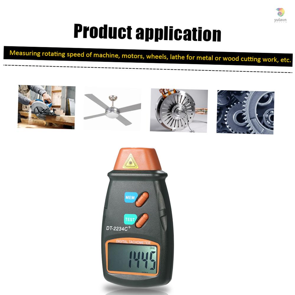 Đồng Hồ Đo Tốc Độ Kỹ Thuật Số Laser Không Tiếp Xúc Phạm Vi 2.5RPM-99,999RPM Kèm 3 Băng Phản Quang