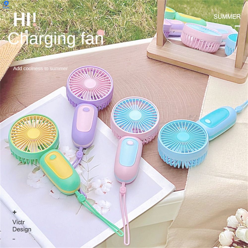 Quạt Nhỏ Cầm Tay Cầm Tay Quạt Điện Mini Có Dây Đeo Quà Tặng Sinh Viên Để Bàn Sạc Usb 【Bluey】
