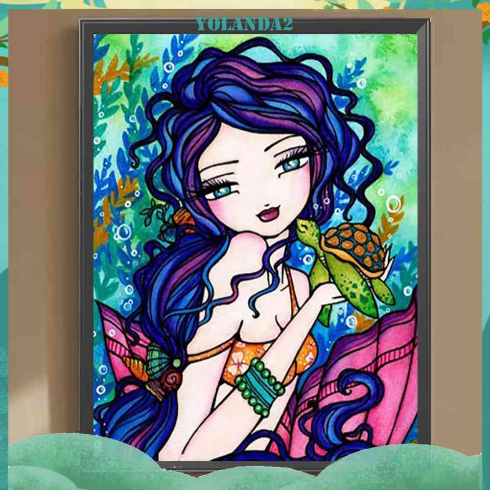 Bộ Tranh Đính Đá 5D Họa Tiết Hoạt Hình Cô Gái Độc Đáo DIY Dùng Trang Trí Nhà Cửa