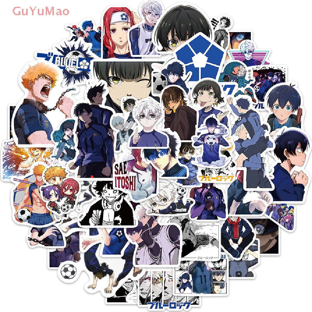 Bộ 50 Miếng Dán Hoạt Hình Nhật Bản Màu Xanh Dương Dùng Trang Trí Ổ Khóa DIY