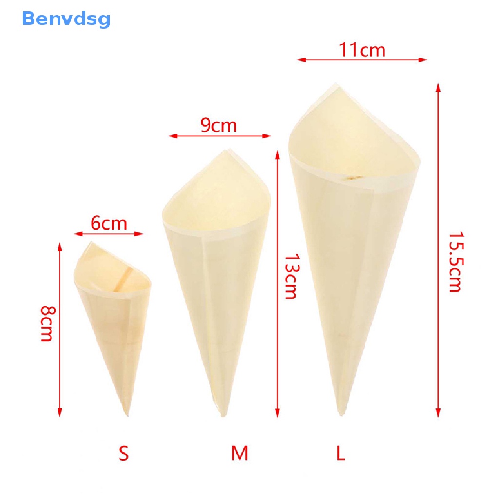 Bộ 50 Cốc Gỗ Hình Nón Dùng Một Lần Đựng Kem / Kẹo / Bánh Ngọt Tiện Dụng