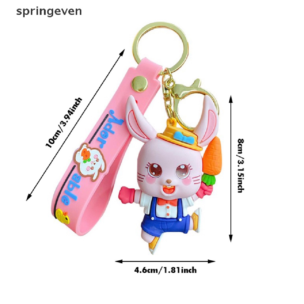 Móc Khóa Cặp Đôi Bằng PVC Họa Tiết Thỏ Hoạt Hình Dễ Thương