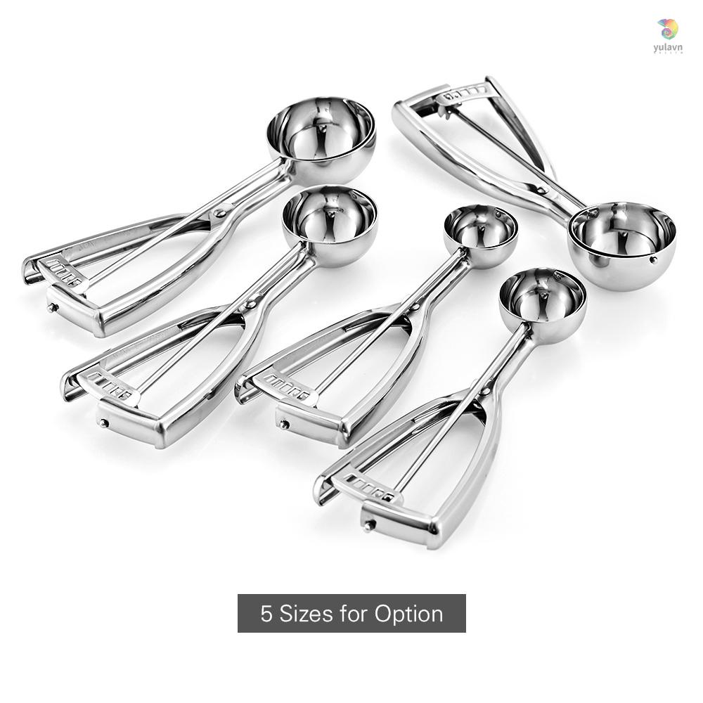 Muỗng Múc Kem / Bánh Quy / Món Tráng Miệng Bằng Thép Không Gỉ Có Cò Bấm