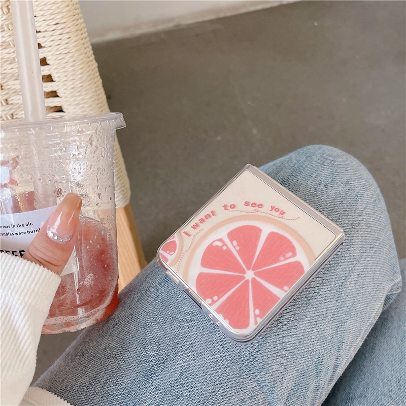 Ốp Điện Thoại Nhựa PC Cứng Chống Sốc Hình Lát Chanh Cho Samsung Galaxy Z Flip 3 4 5G Samsung Galaxy Z Flip 4