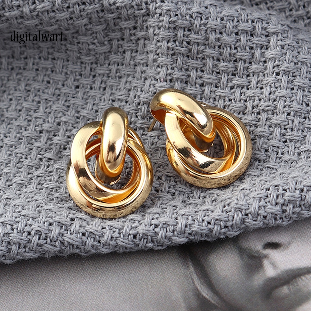 Kỹ Thuật Số| Bông Tai 3 Vòng Tròn Đan Chéo Thời Trang Cá Tính