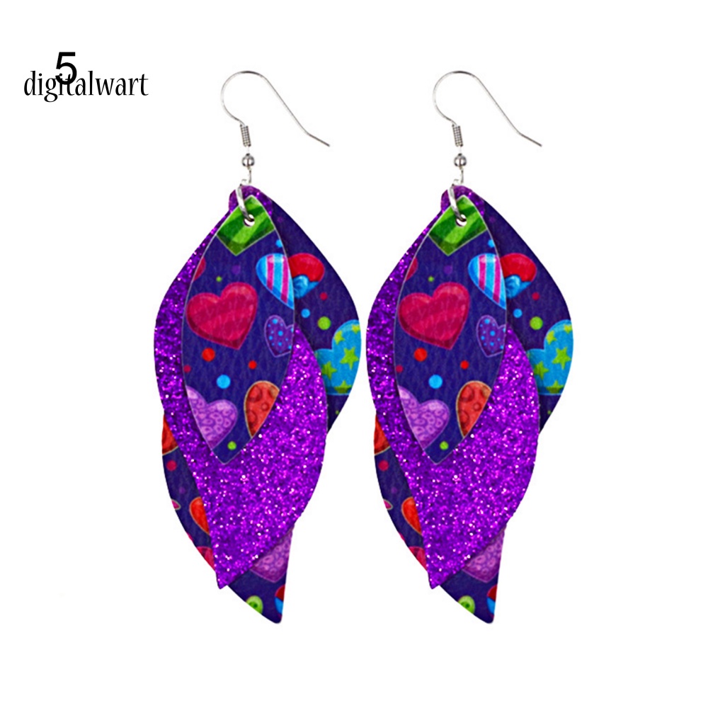 Kỹ Thuật Số| Bông Tai Bằng Da Hình Chữ S Đính Kim Sa Lấp Lánh Thời Trang