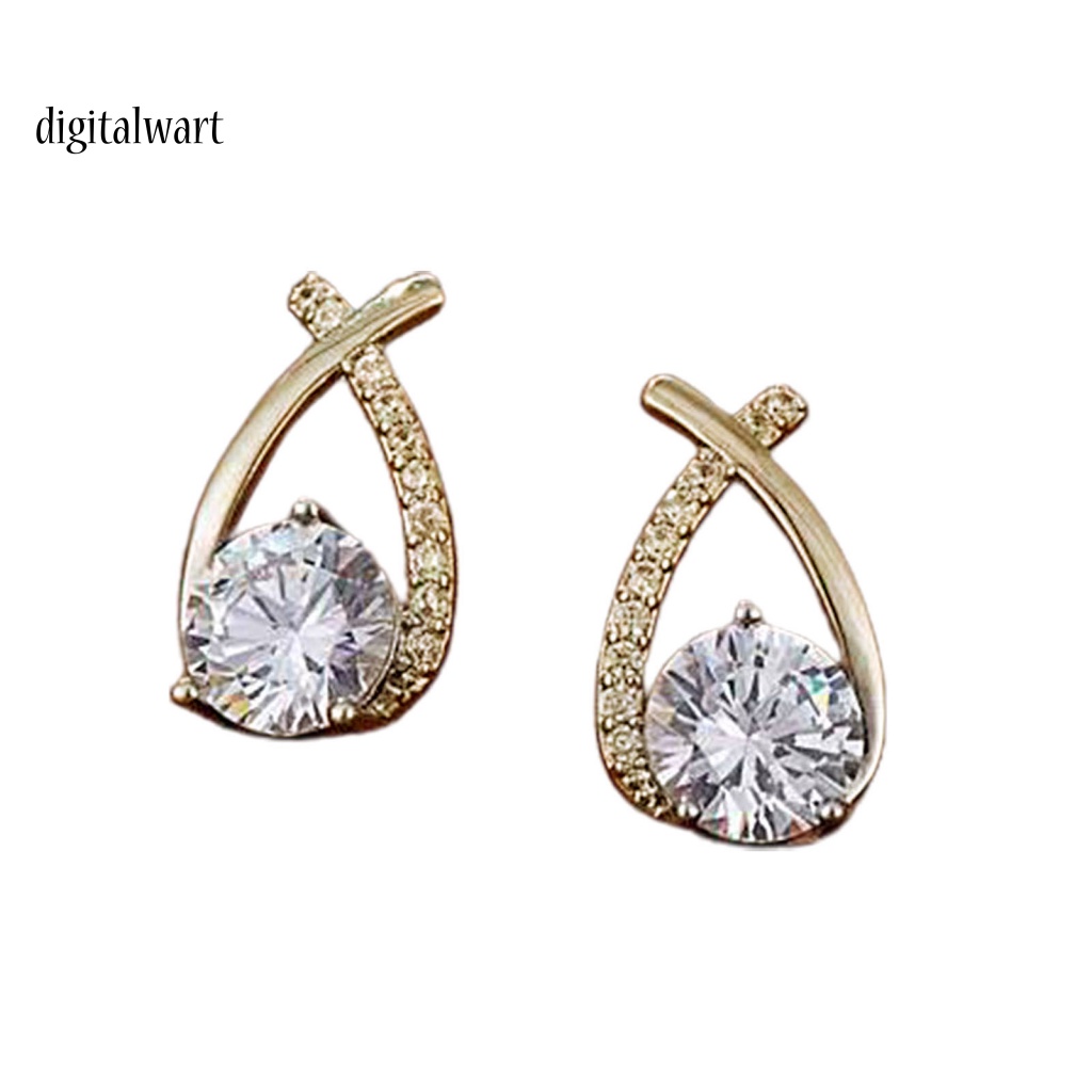 Kỹ Thuật Số| 1 Đôi Bông Tai Xỏ Lỗ Chéo Đính Đá Lấp Lánh Dành Cho Nữ