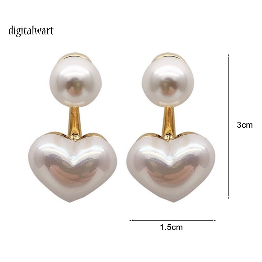 Kỹ Thuật Số| 1 Đôi Bông Tai Hình Trái Tim Đính Ngọc Trai Giả Màu Trắng Thời Trang Dành Cho Nữ