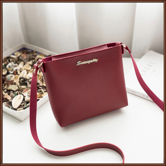 Túi Đeo Chéo Vai Bằng Da Pu Có Khóa Kéo Thời Trang Sành Điệu Cho Nữ