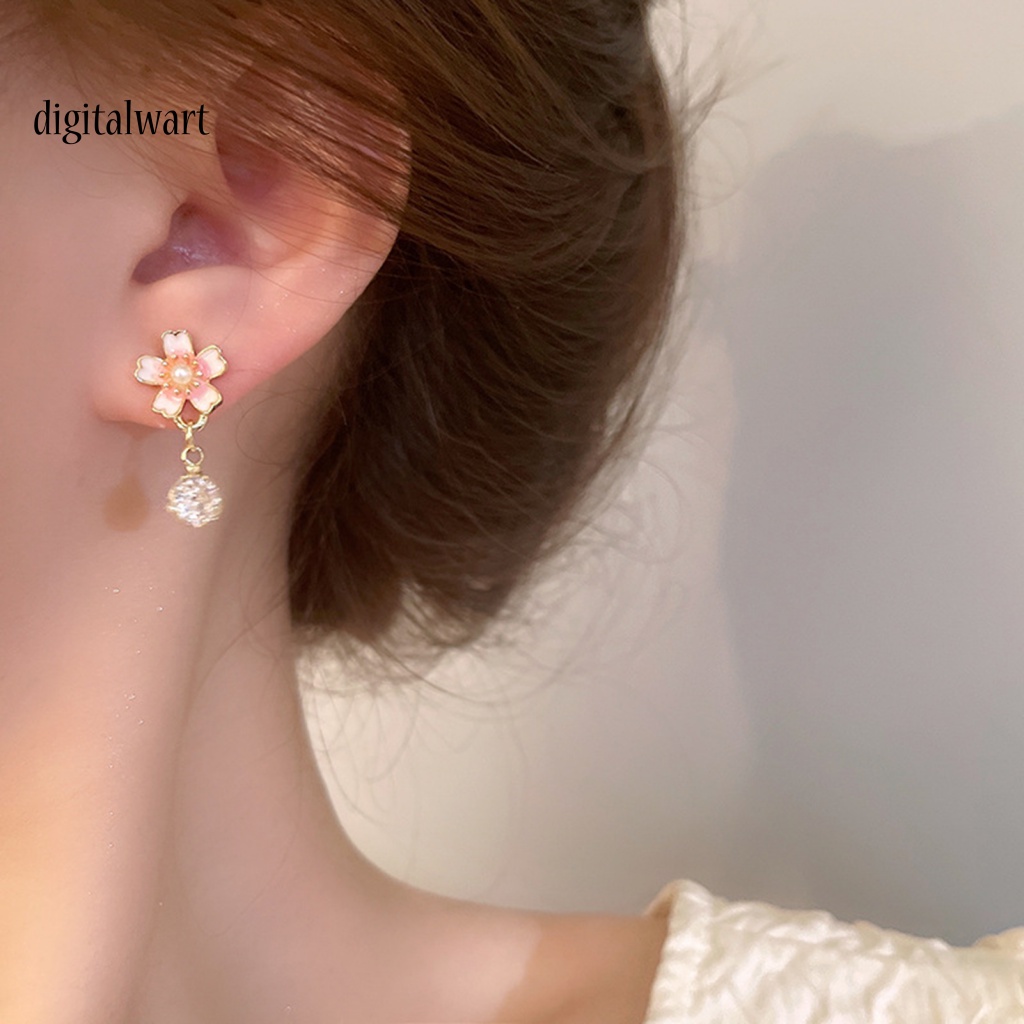 Kỹ Thuật Số| 1 Đôi Khuyên Tai Dạng Hạt Xỏ Lên Màu Nhanh Họa Tiết Hoa Sơn Dầu Zircon Giả Bóng Cao Trang Trí Tinh Tế