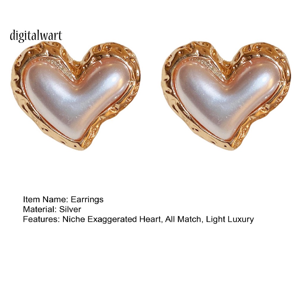 Kỹ Thuật Số| Bông Tai Hình Trái Tim Màu Gradient Đính Ngọc Trai Giả Sang Trọng Thời Trang Cho Nữ