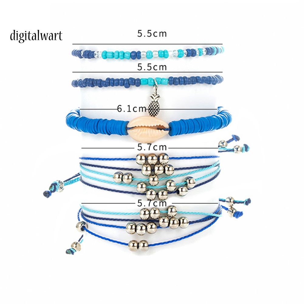 Kỹ Thuật Số| Set 5 Vòng Tay Vỏ Sò Phong Cách Boho Cho Nữ