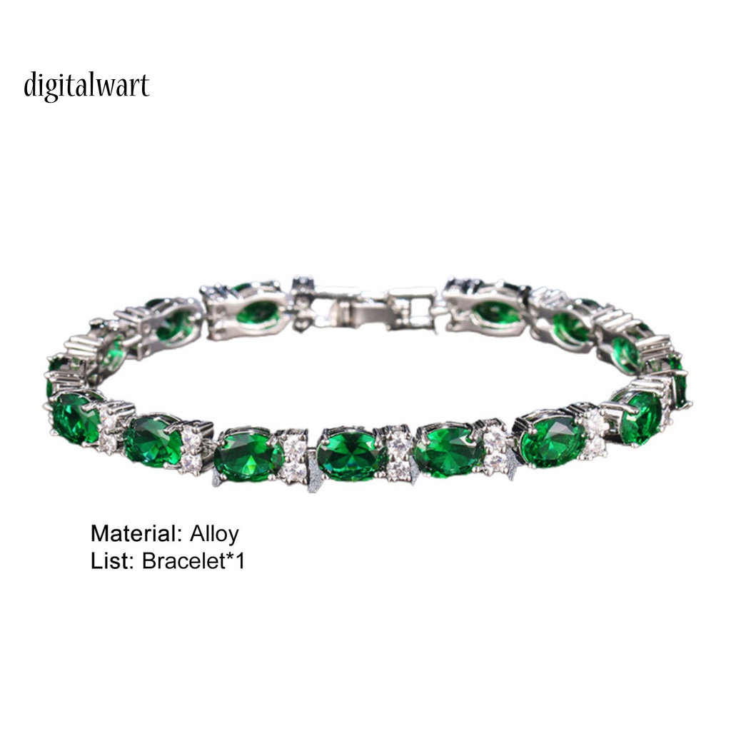 Kỹ Thuật Số| Vòng Tay Đính Đá Zircon Hình Oval Không Dễ Vỡ Thời Trang Cho Nữ