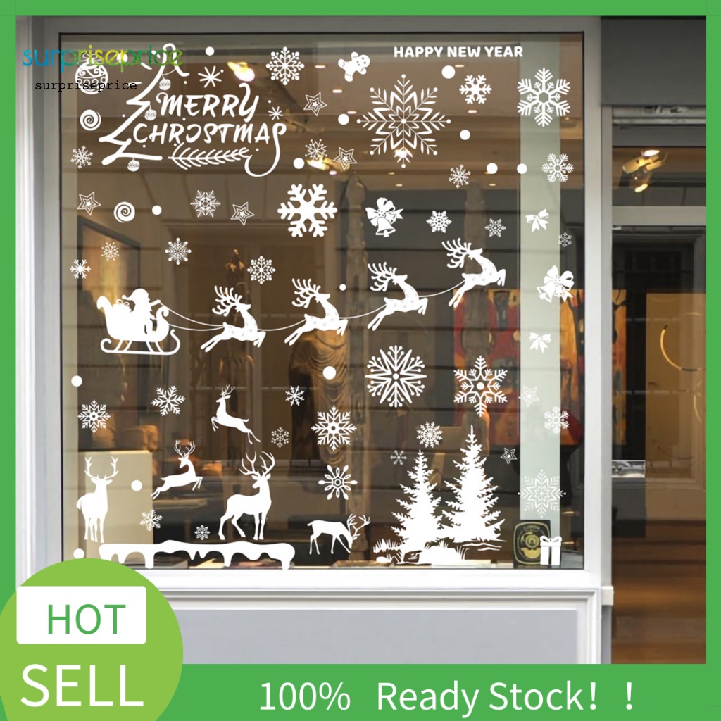 1 Set Sticker PVC Dán Tường / Kính Cửa Hàng Họa Tiết Giáng Sinh Tinh Tế DIY