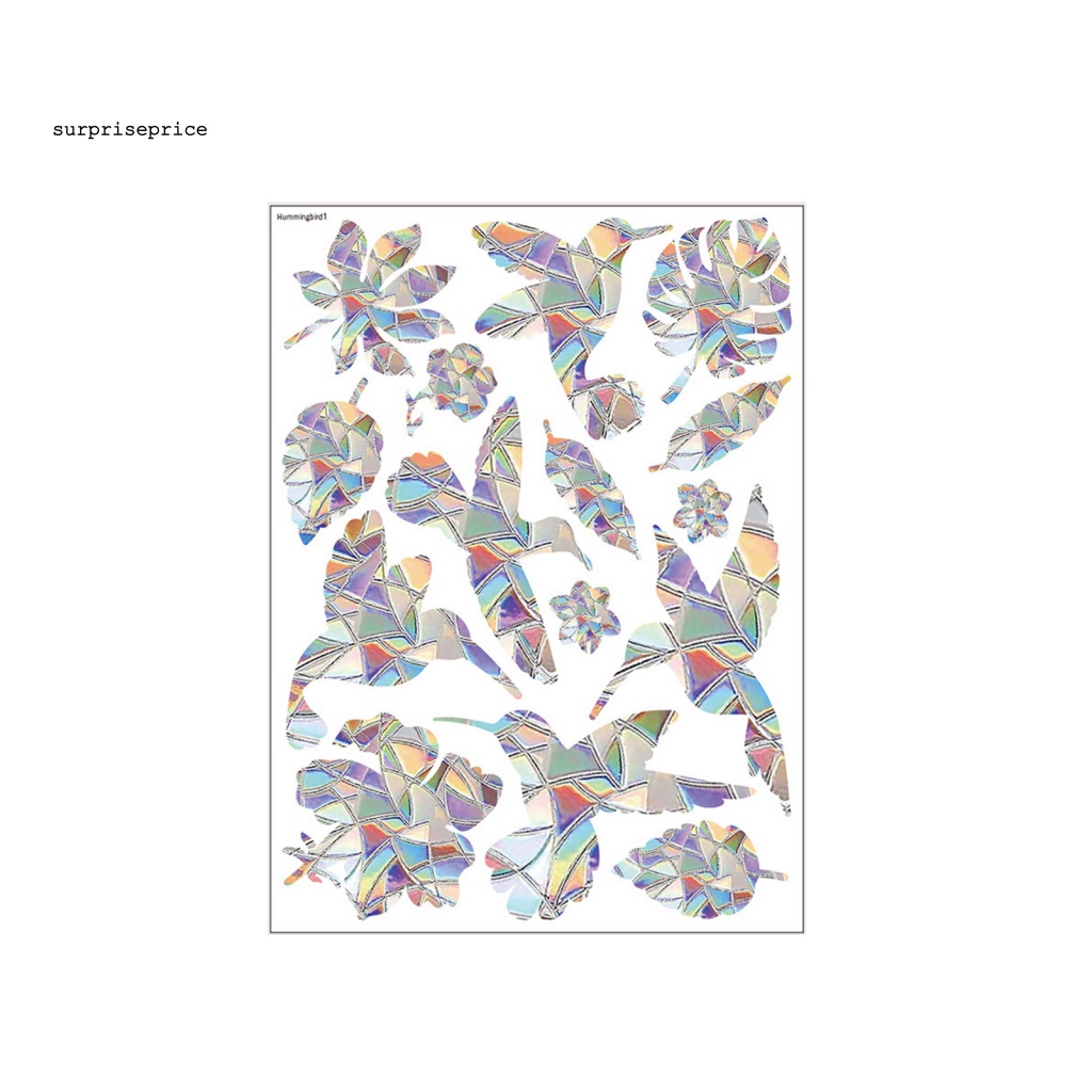 Bộ 2 Miếng Dán Cửa Kính Bằng PVC Chống Va Chạm Chống Hoa Lá Chim Ruồi