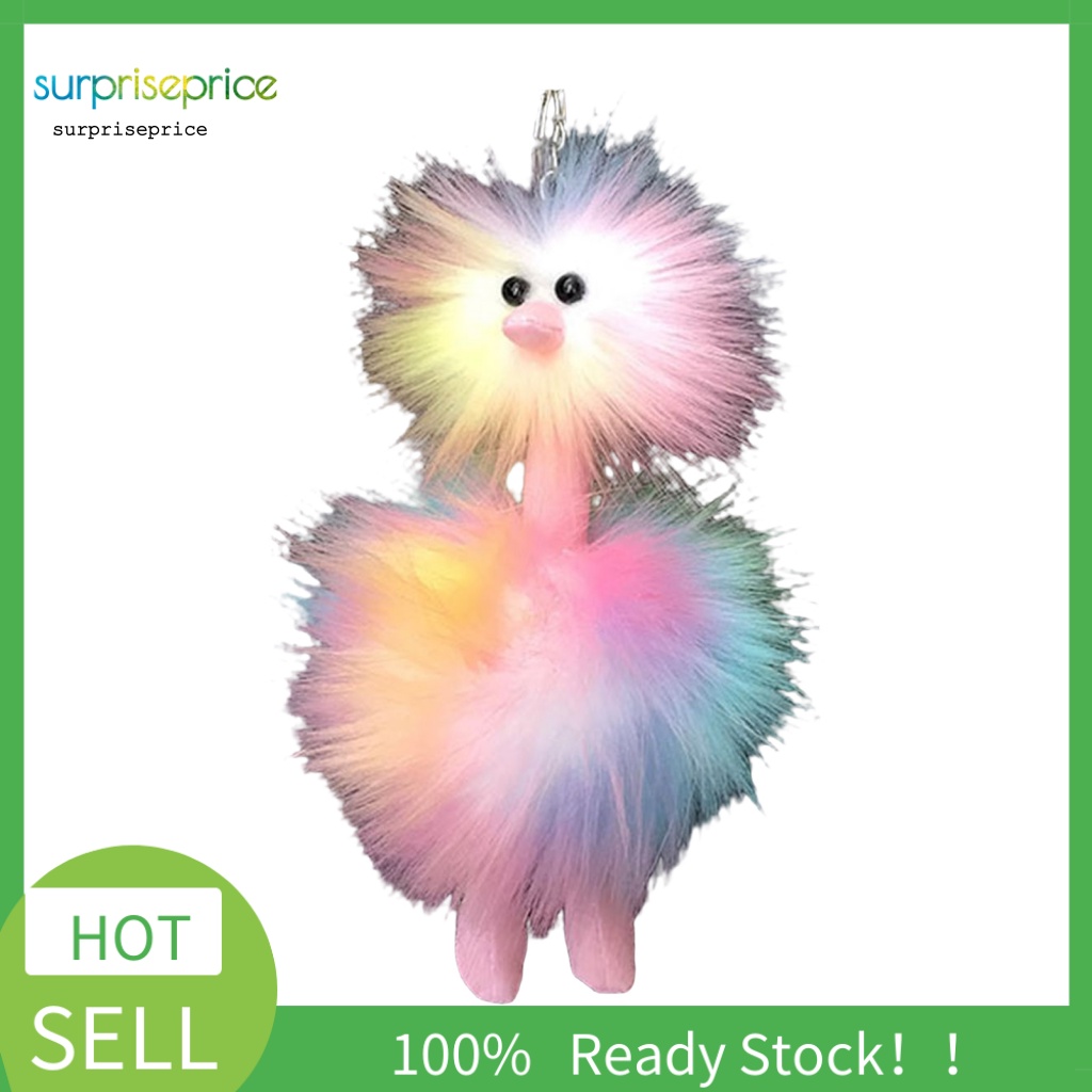 Móc Khóa Bông Đà Điểu Nhiều Màu Dễ Thương