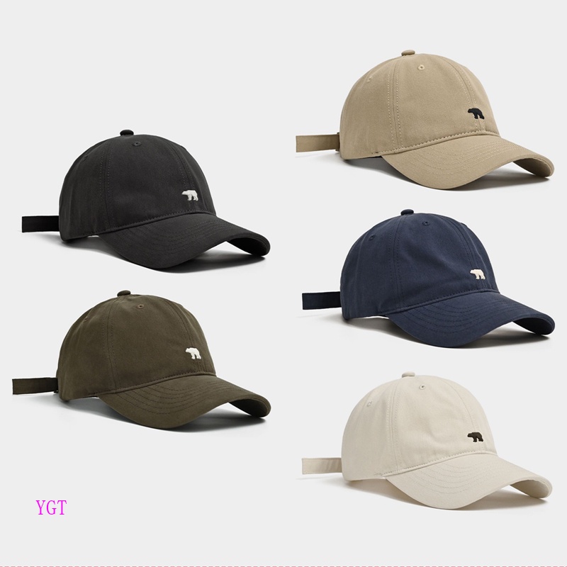 Ygt Mũ Lưỡi Trai Cotton Màu Trơn Thêu Hình Gấu Bắc Cực Thời Trang Unisex