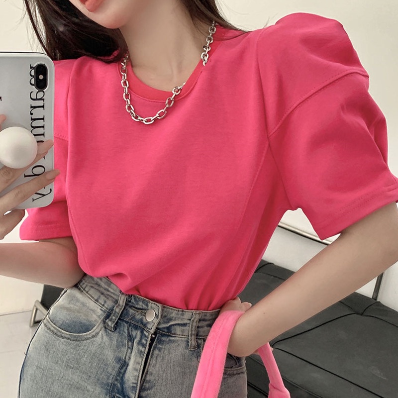 Áo Thun Tay Ngắn Dáng Rộng Phối Dây Xích Thời Trang Mùa Hè Cho Nữ