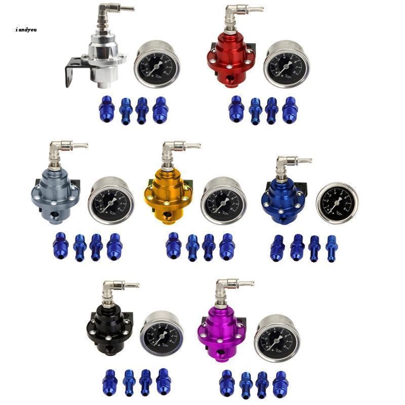 ✿ Bộ Điều Chỉnh Áp Suất Dầu Bằng Nhôm Kèm Đồng Hồ Đo 7 Màu Chất Lượng Cao