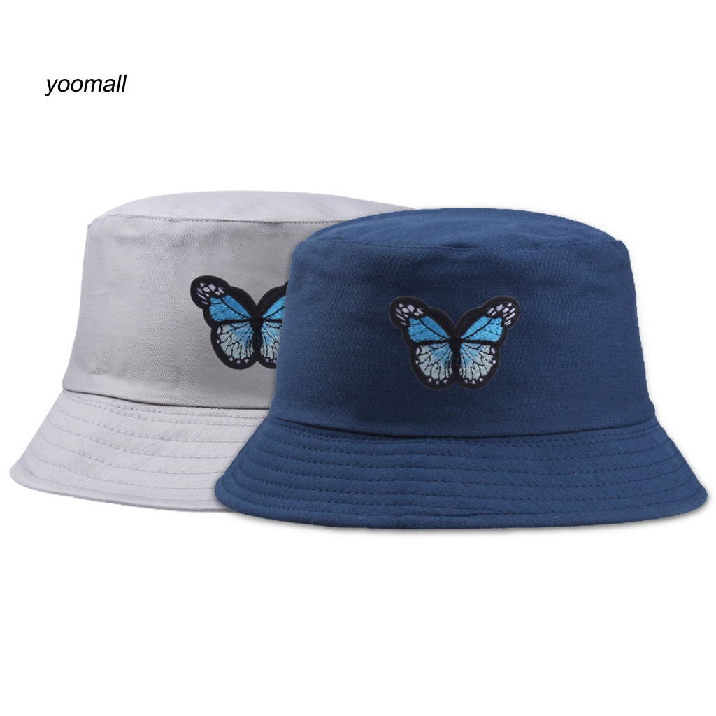 Nón Tai Bèo Chống Nắng Thêu Họa Tiết Bươm Bướm Tinh Tế Thời Trang Cho Cặp Đôi