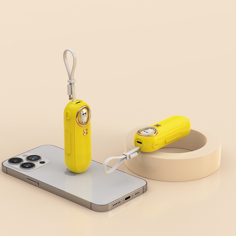 Sạc Dự Phòng 5000mAh Có Dây Cáp Cho IPhone 14 13 Samsung S22 Xiaomi 12S