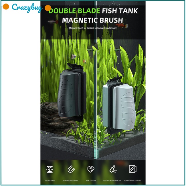 Cr Bàn Chải Vệ Sinh Kính Bể Cá Hai Mặt Từ Tính Tiện Dụng