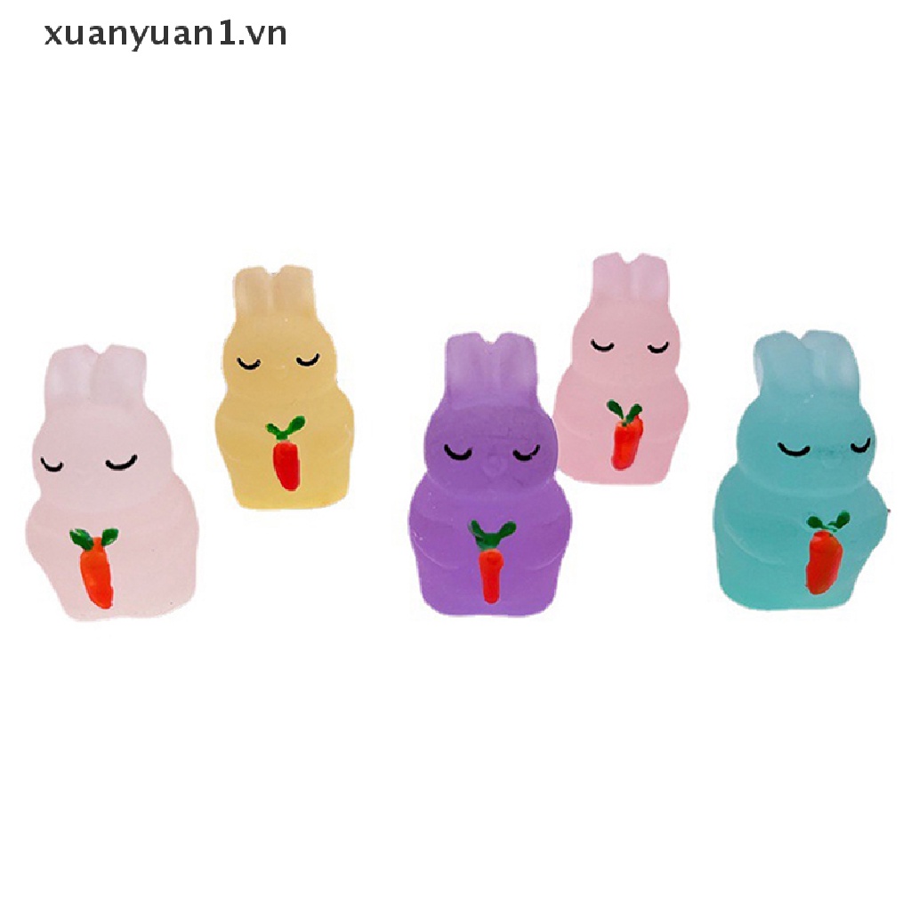 Set 2 Búp Bê Hình Thỏ Mini Bằng Nhựa Phát Quang Xinh Xắn Dùng Để Trang Trí