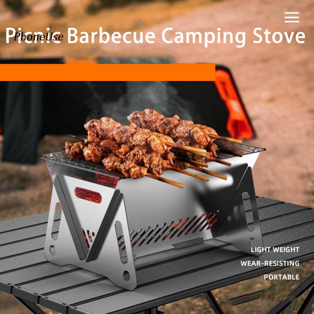 Pu Lò Nướng BBQ Chịu Nhiệt Bằng Thép Không Gỉ Có Thể Tháo Rời Tiện Dụng