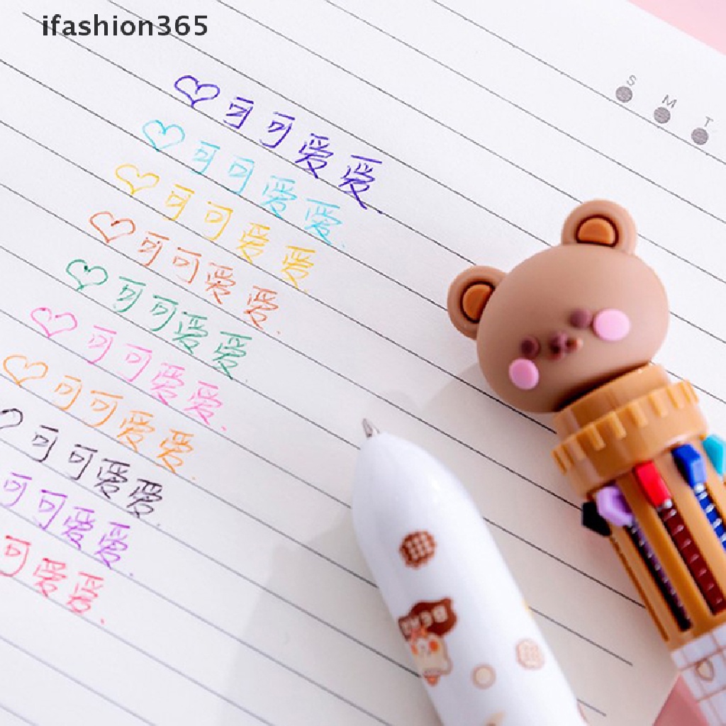 Bút Bi Silicon 10 Màu ifashion365 Hình Gấu Hoạt Hình Đáng Yêu