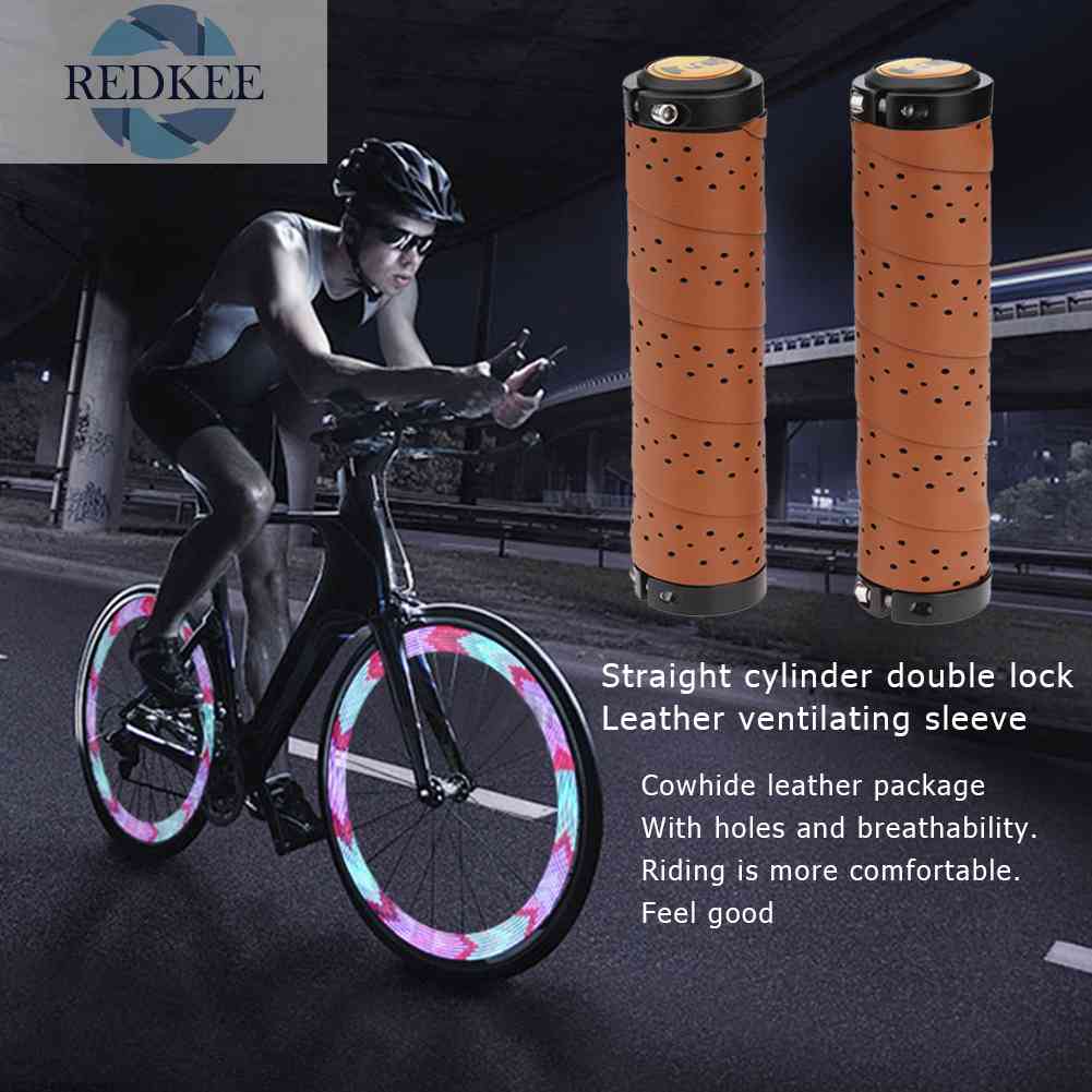 Set 2 Bọc Tay Lái Xe Đạp Bằng Da Chống Trượt Phong Cách Vintage